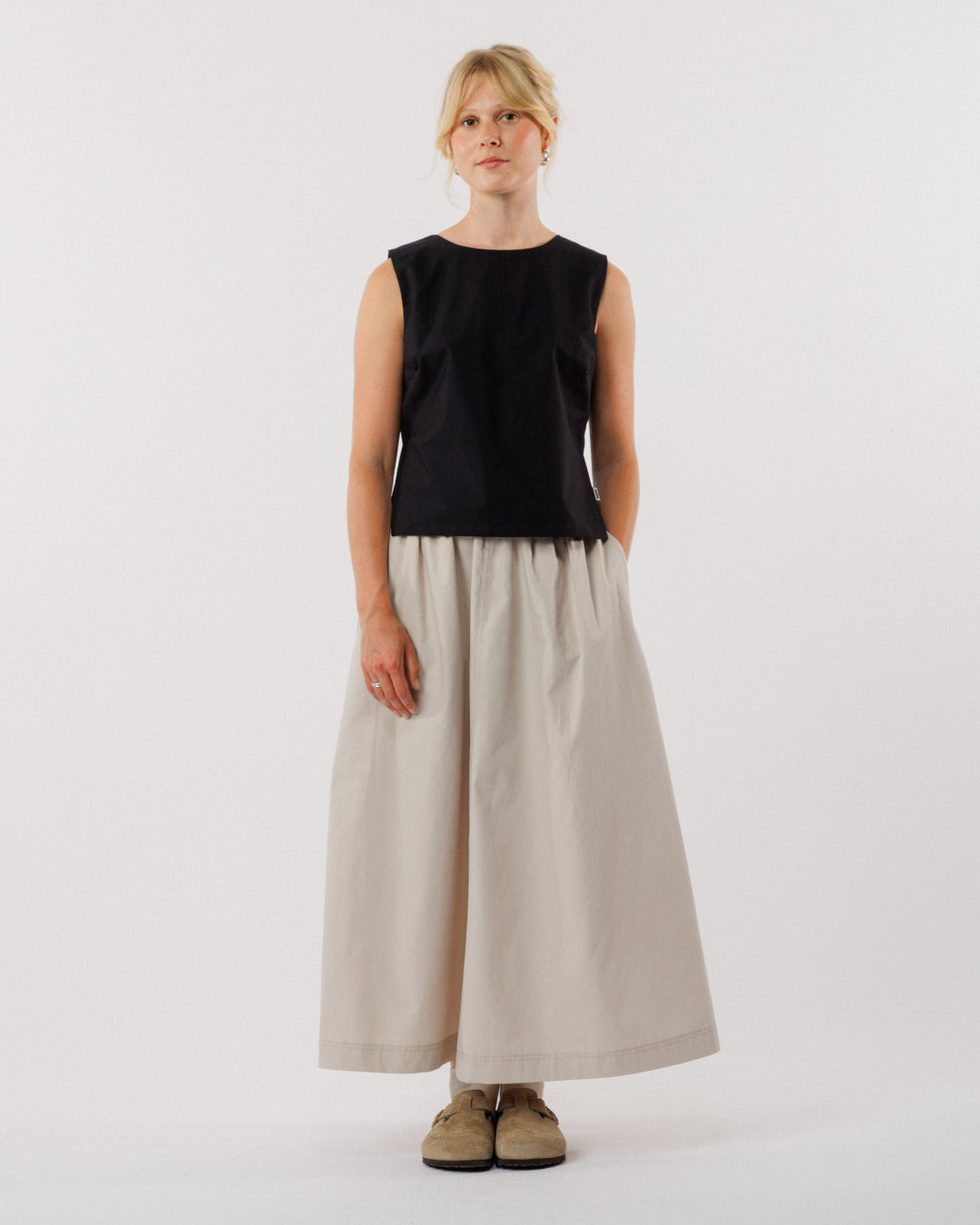 Ayla Poplin Skirt - Stone
