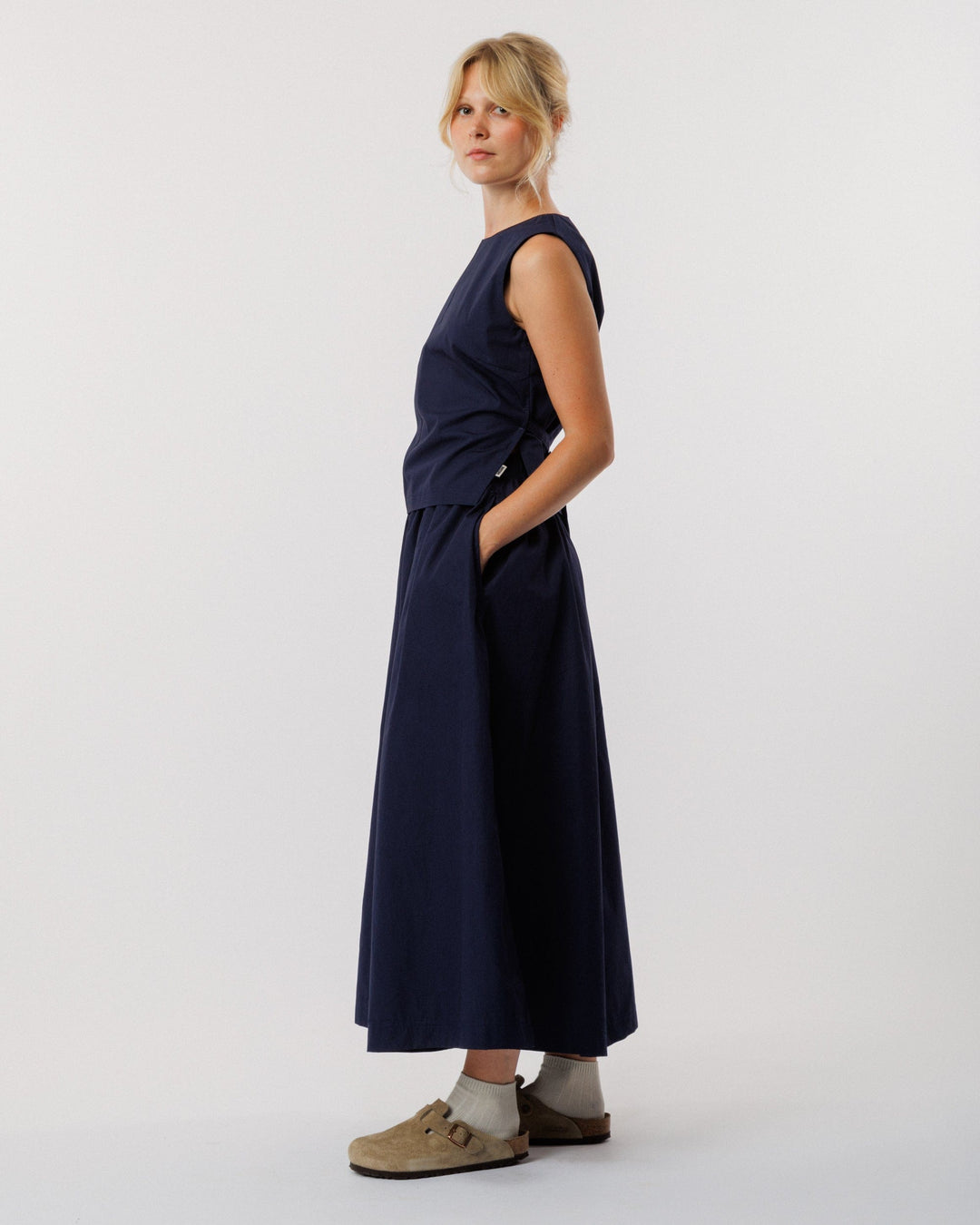 Ayla Poplin Skirt - Indigo Blue