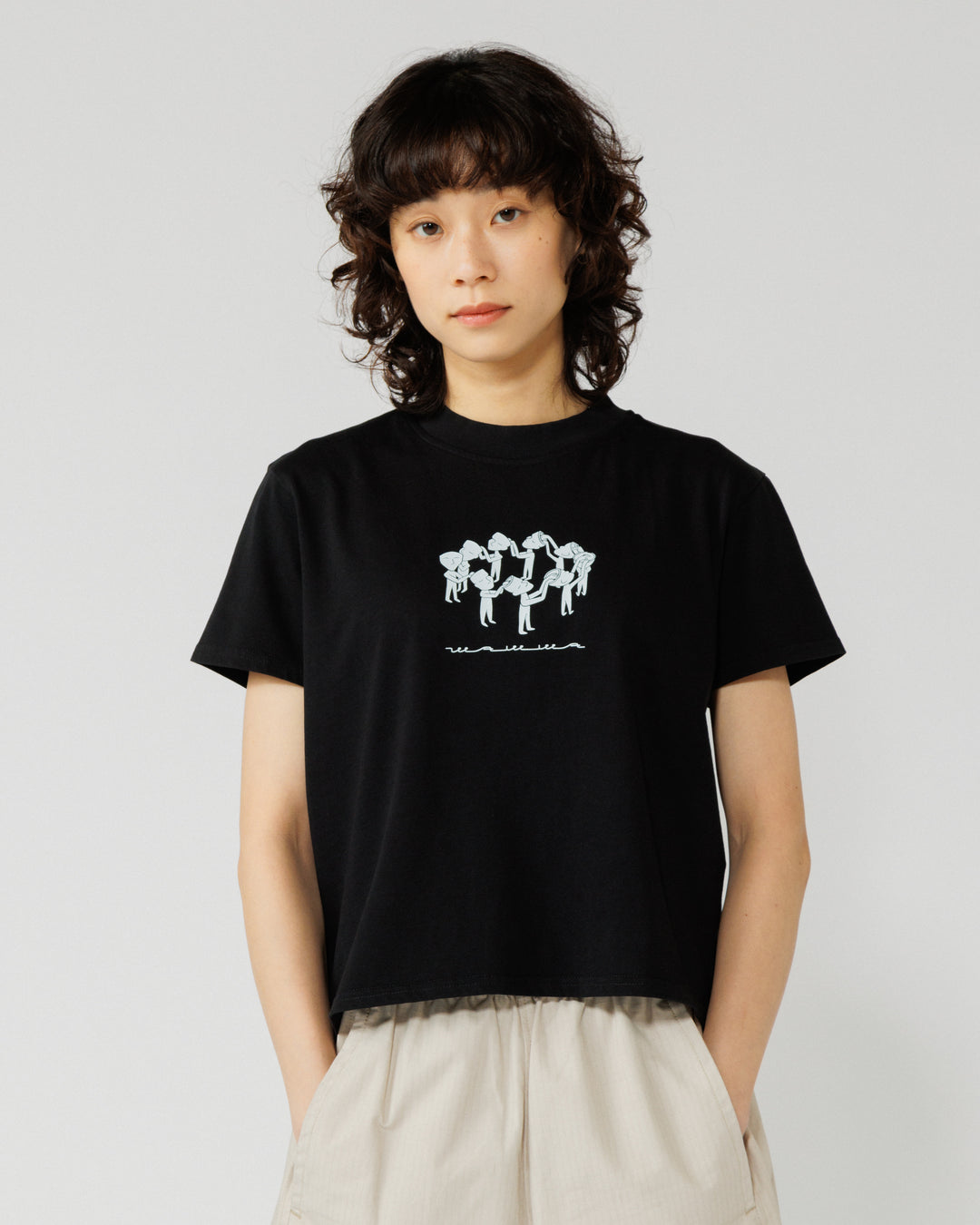 Linear Notion Cropped T-Shirt - Black