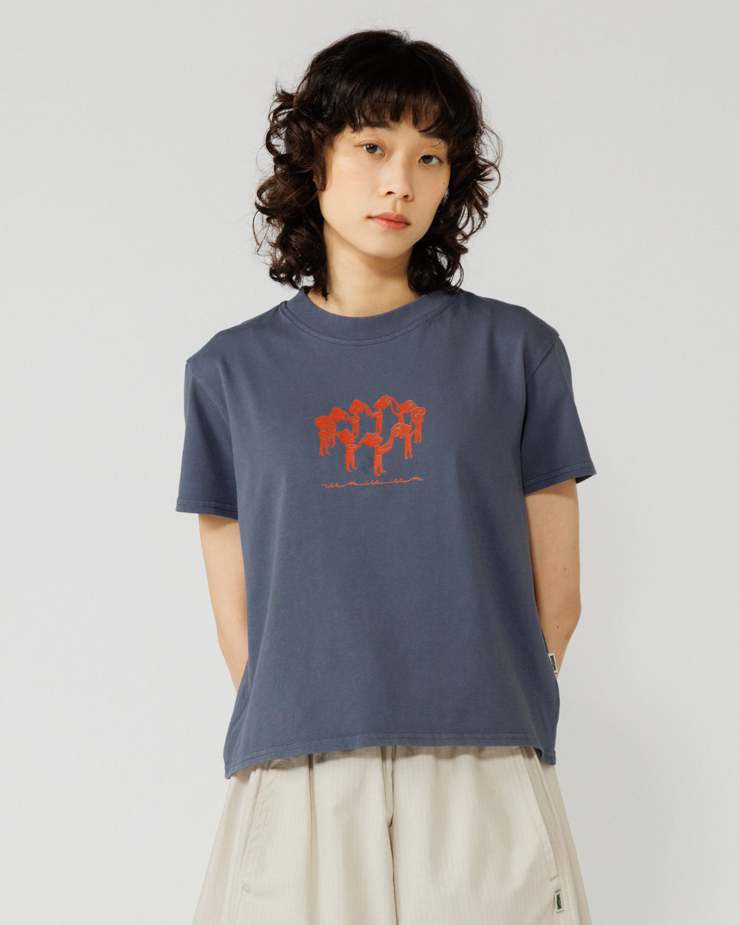 Linear Notion Cropped T-Shirt - Washed Blue