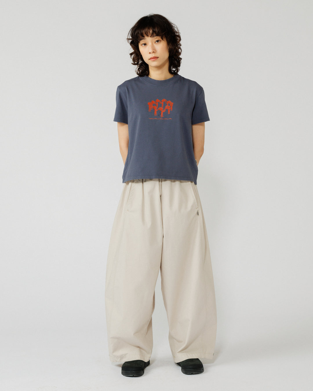Linear Notion Cropped T-Shirt - Washed Blue
