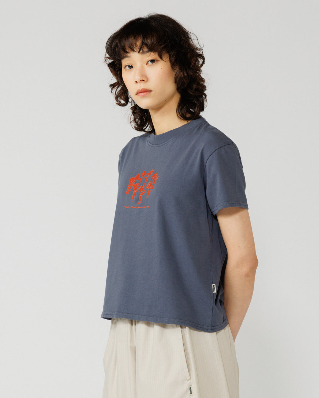 Linear Notion Cropped T-Shirt - Washed Blue