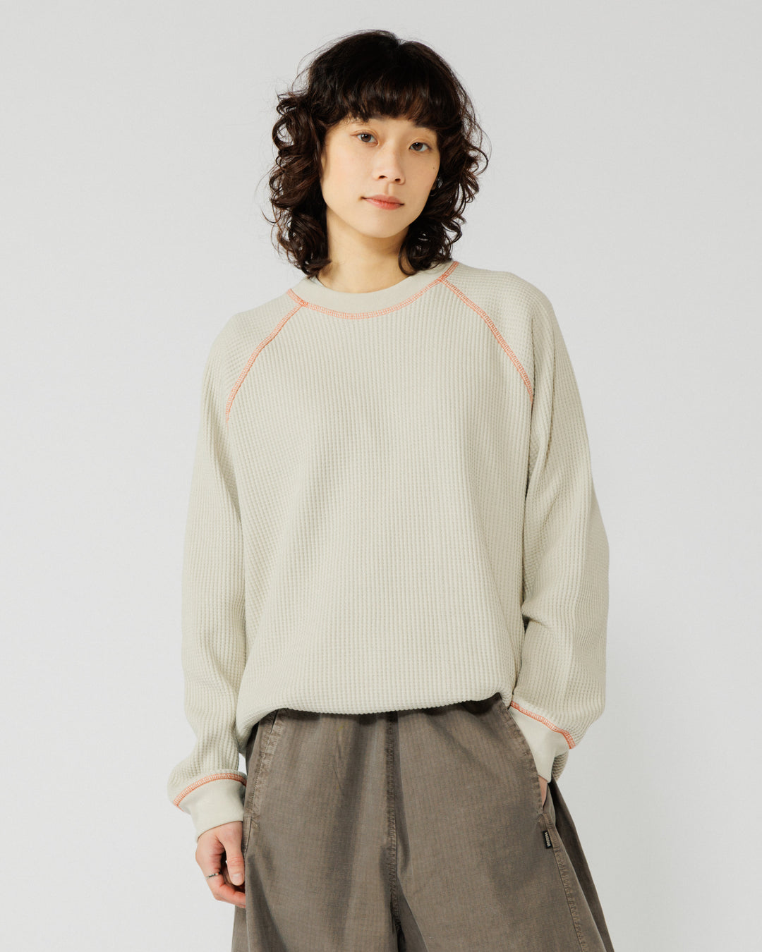 Range Waffle Sweat - Stone/Orange
