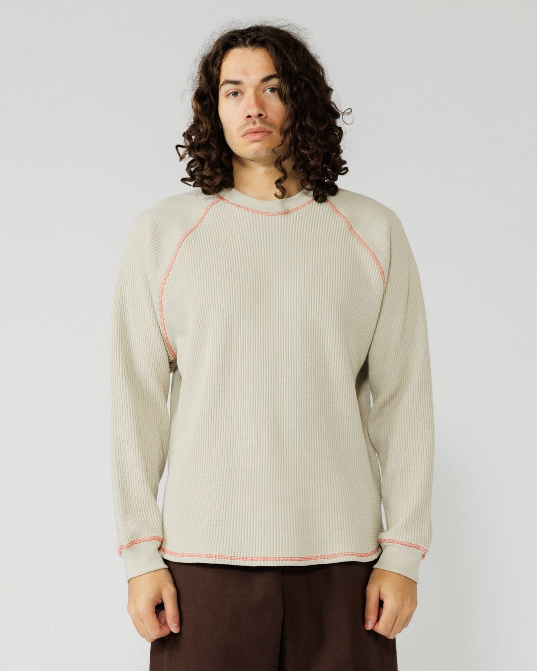 Range Waffle Sweat - Stone/Orange