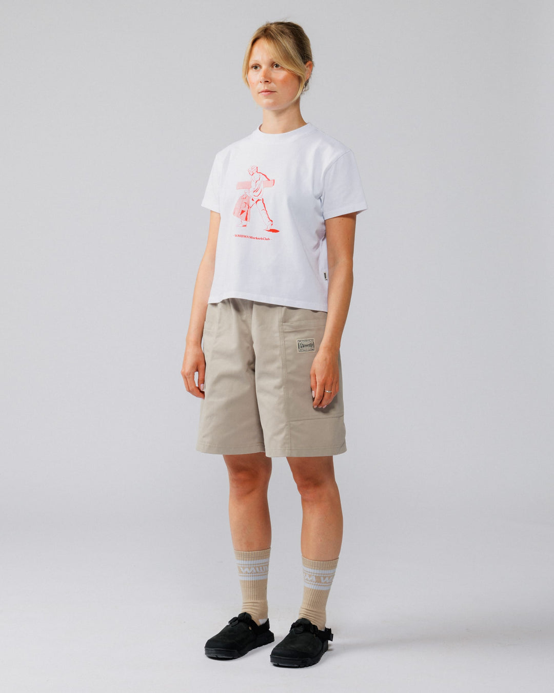 Cropped Workers Stride T-Shirt - White