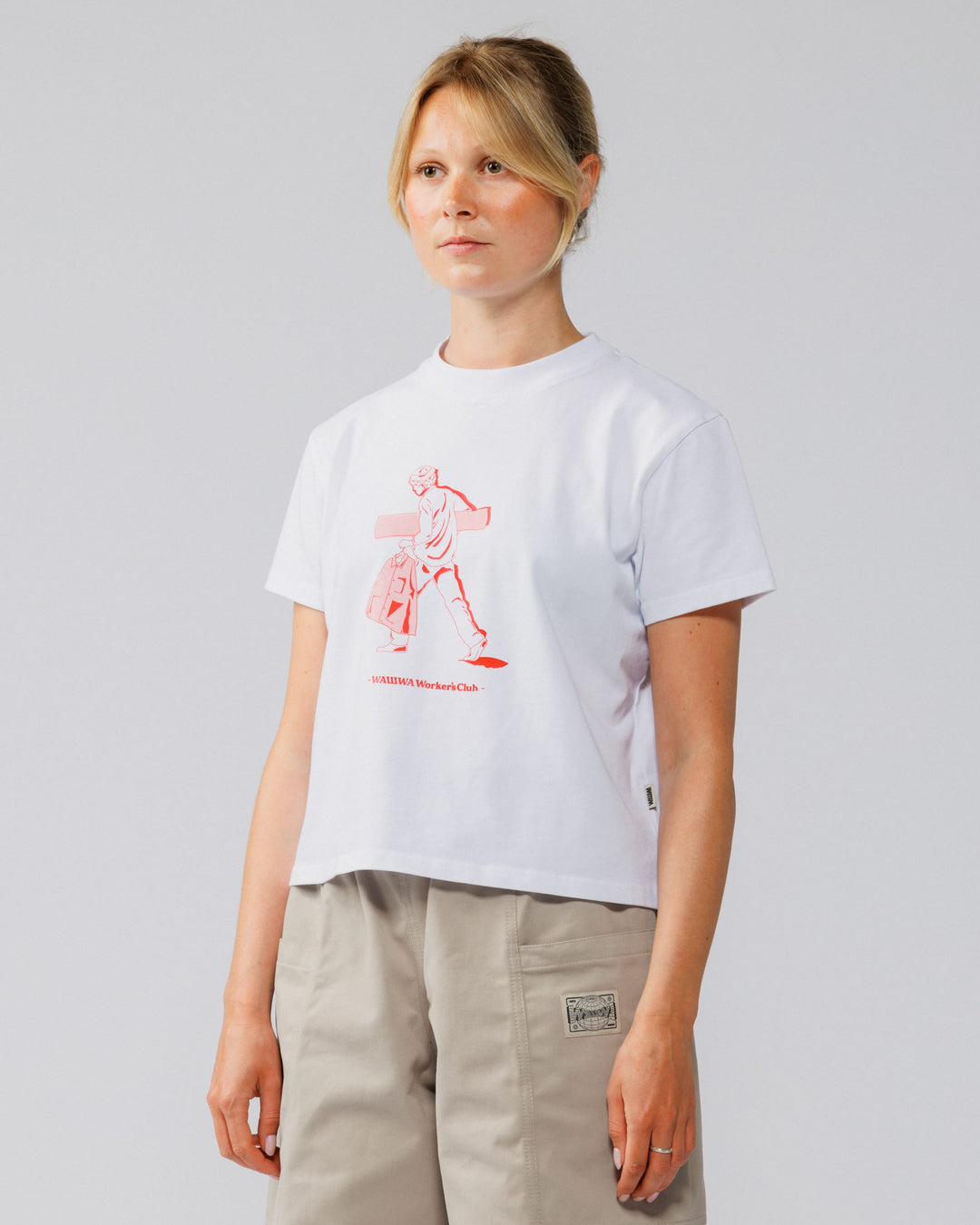 Cropped Workers Stride T-Shirt - White