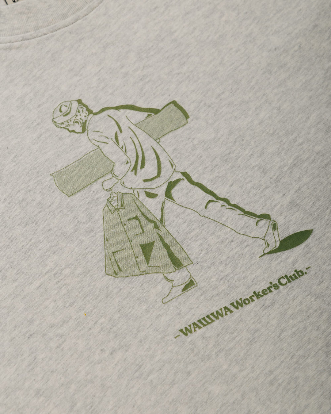 Cropped Workers Stride T-Shirt - Marl Grey