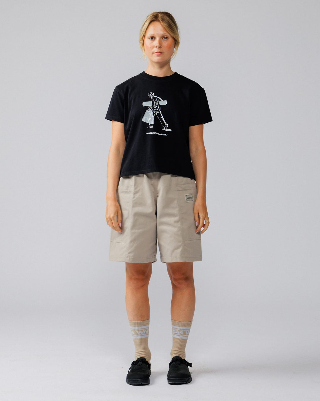 Cropped Workers Stride T-Shirt - Black