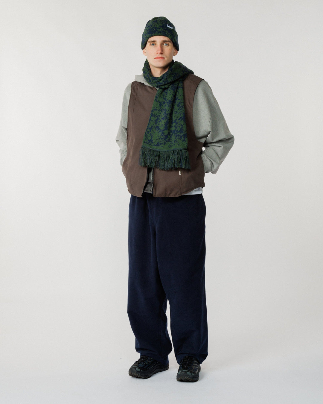 Barley Scarf - Dark Green & Navy