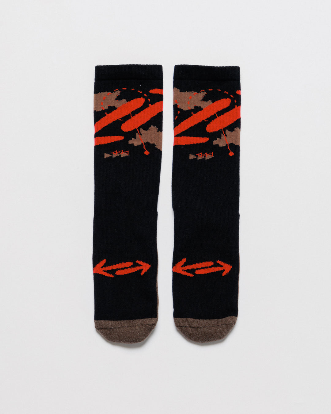 Outnback Running Socks in black and red, pair laid flat